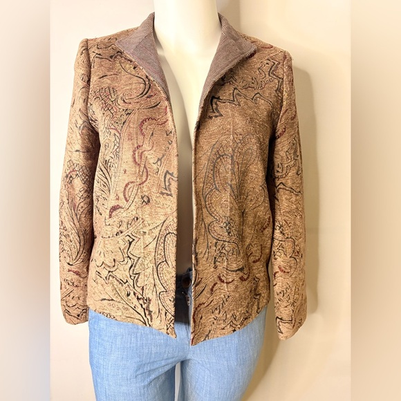 Harve Benard Brown Cropped Blazer with Snakeskin Print - Picture 6 of 12